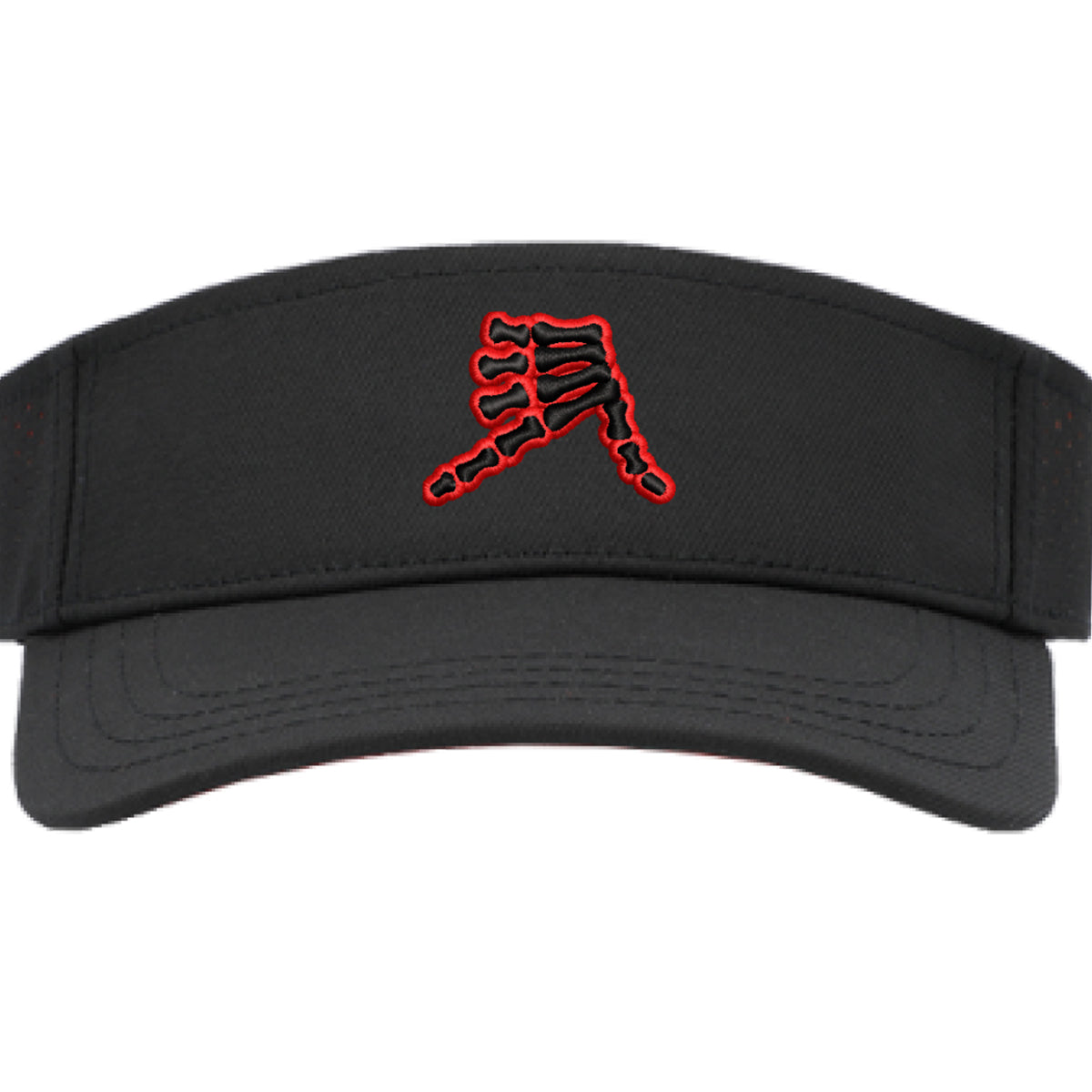 AkS Bones Visor in Black with Black & Red