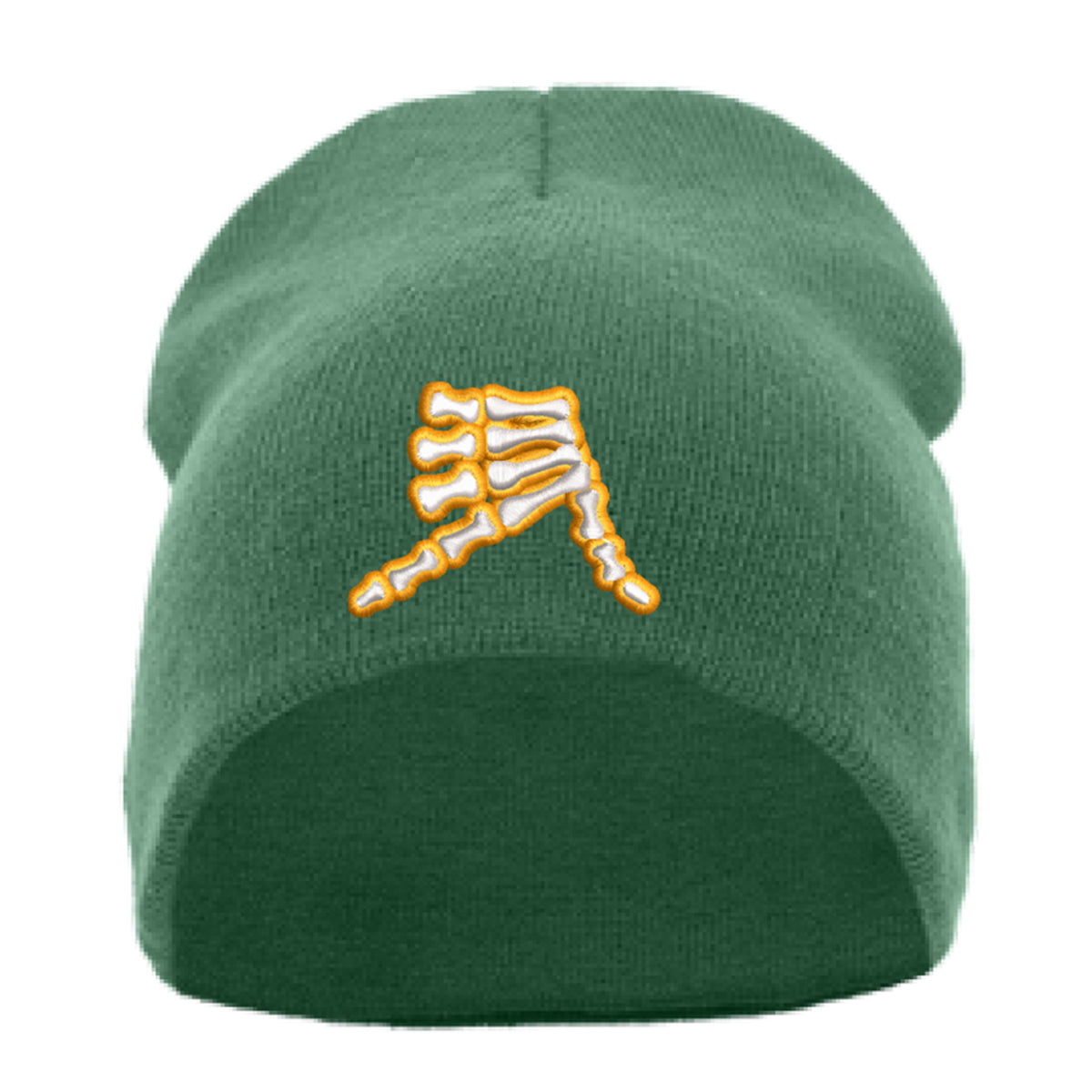 AkS Bones Beanie in Kelly Green & White & Yellow