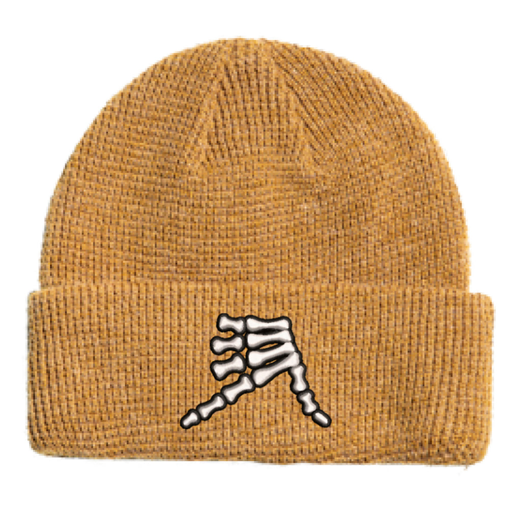 AkS Bones Beanie Waffle Knit in Carmel & White & Black