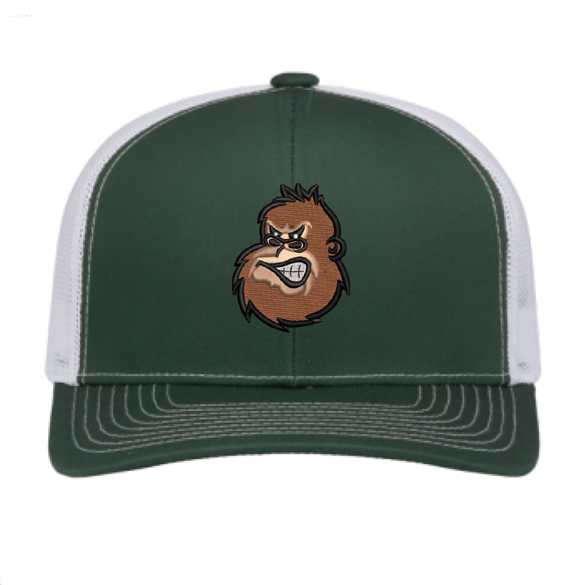 Squatch Snap-Back Trucker Hat in Dark Green & White