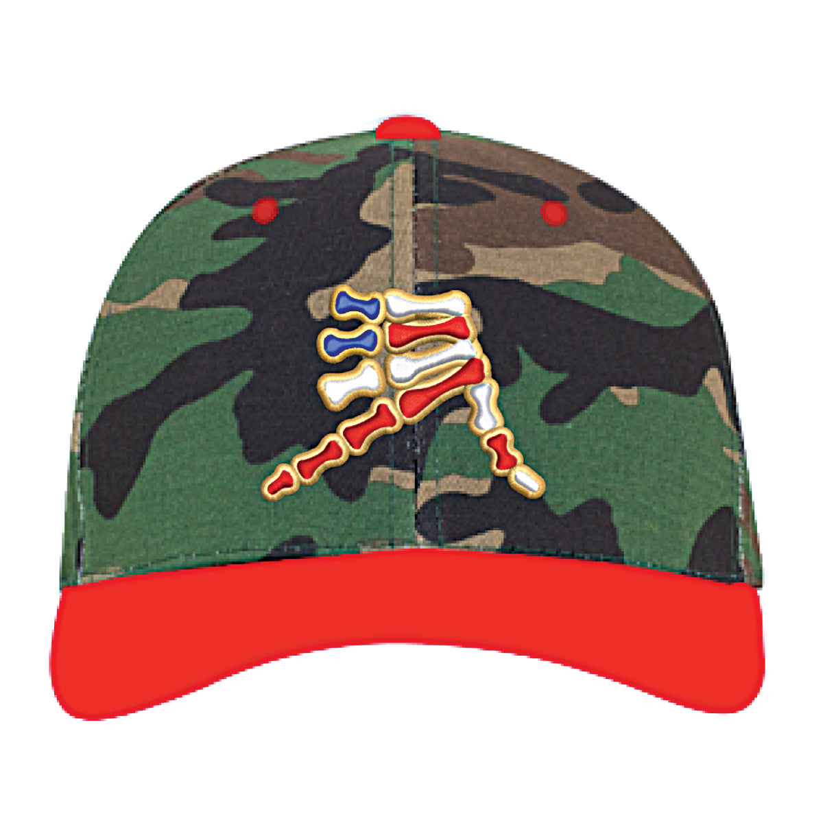 AkS Bones Limited Edition Hat in Army Camo and Red with Stripes Logo