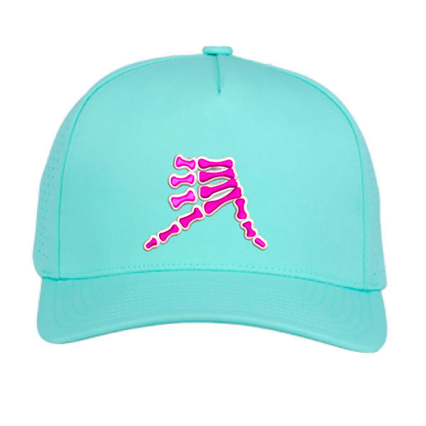 AkS Bones Snap-back Preforated Hat in Jelly Mint with Pink