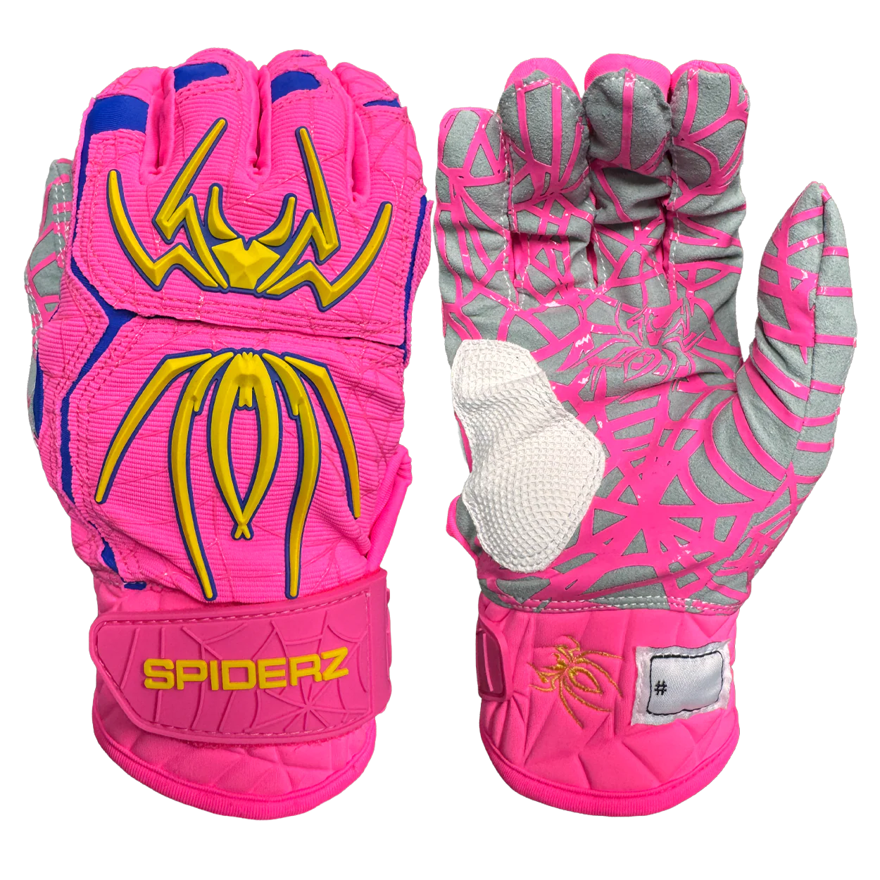 Spiderz Hybrid Batting Gloves – Pink/Royal Blue/Yellow
