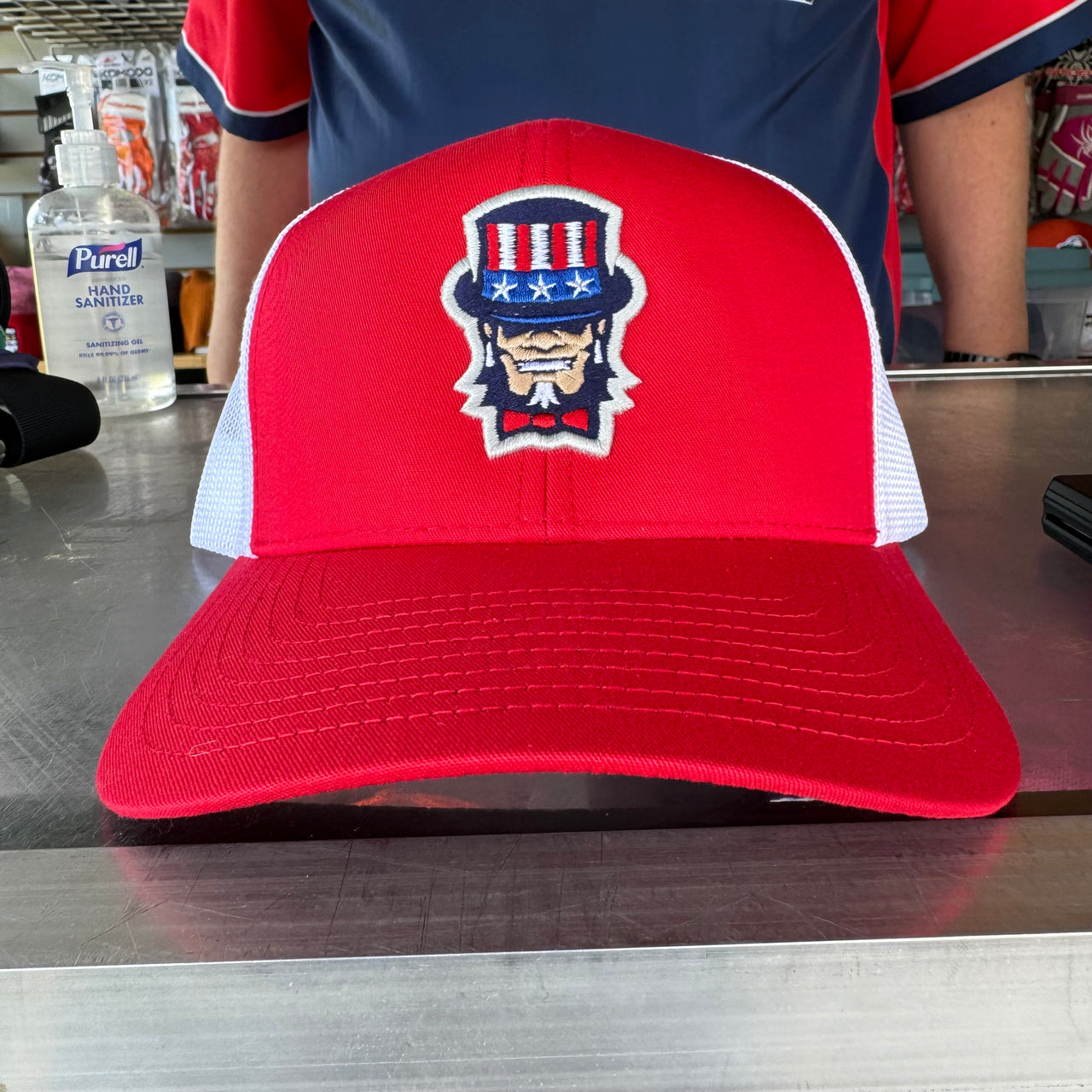 Uncle Slam Snap-Back Trucker Hat in Red & White