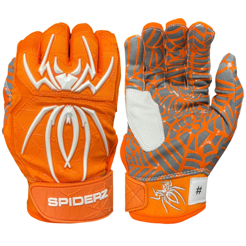 Spiderz Hybrid Batting Gloves – Orange/White