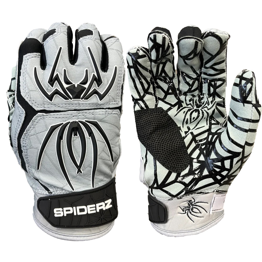 Spiderz Hybrid Batting Gloves – Silver/Black