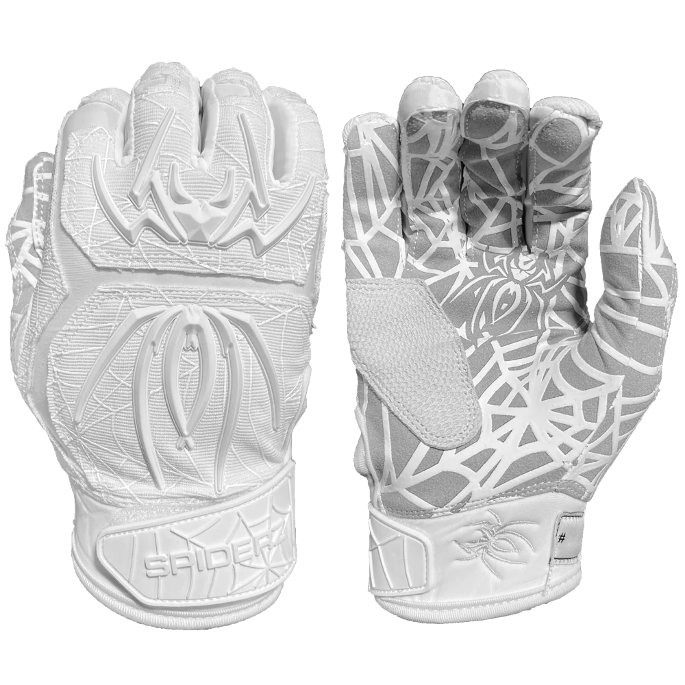 Spiderz Hybrid Batting Gloves – White/White