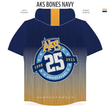 AkS Bones Fade Short Sleeve Hoodie in Navy & Gold