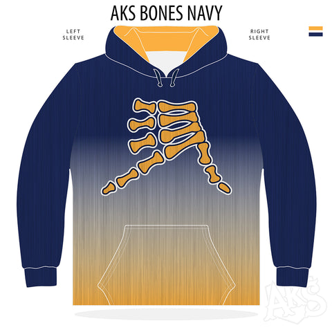 AkS Bones Fade Hoodie in Navy & Gold