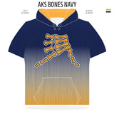 AkS Bones Fade Short Sleeve Hoodie in Navy & Gold