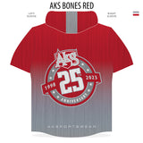 AkS Bones Fade Short Sleeve Hoodie in Red & Gray