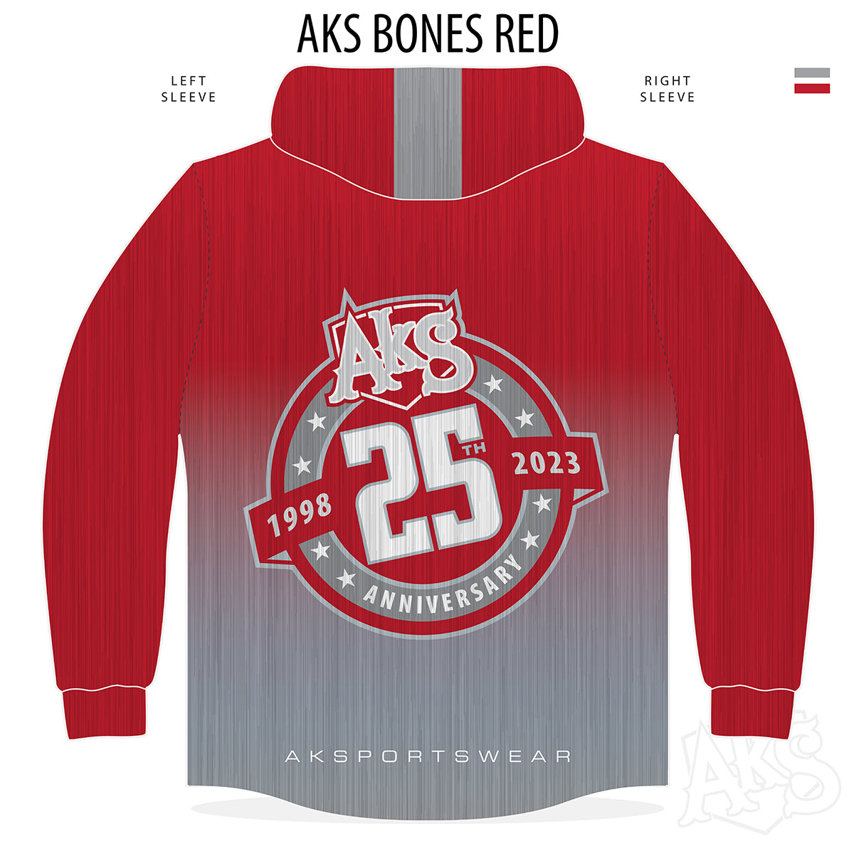 AkS Bones Fade Hoodie in Red & Gray