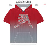 AkS Bones Fade Short Sleeve Hoodie in Red & Gray