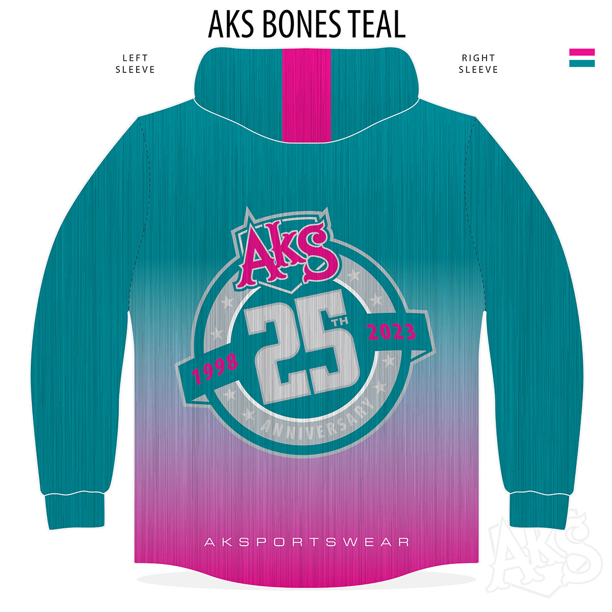 AkS Bones Fade Hoodie in Teal & Pink