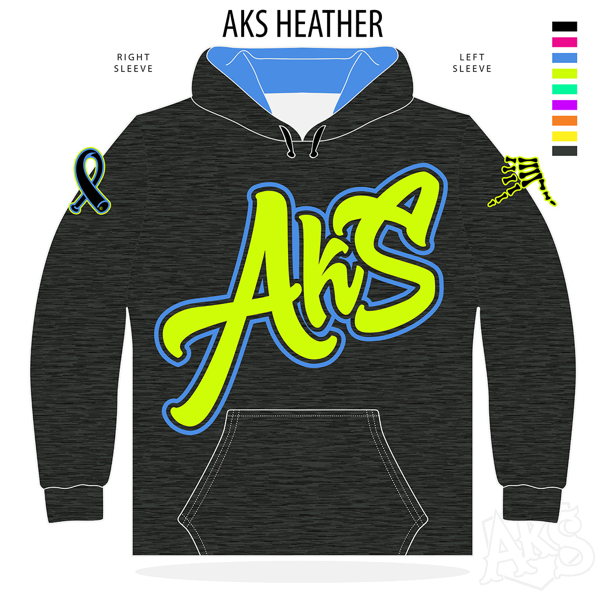 AkS Graffiti Hoodie in Dark Heathered