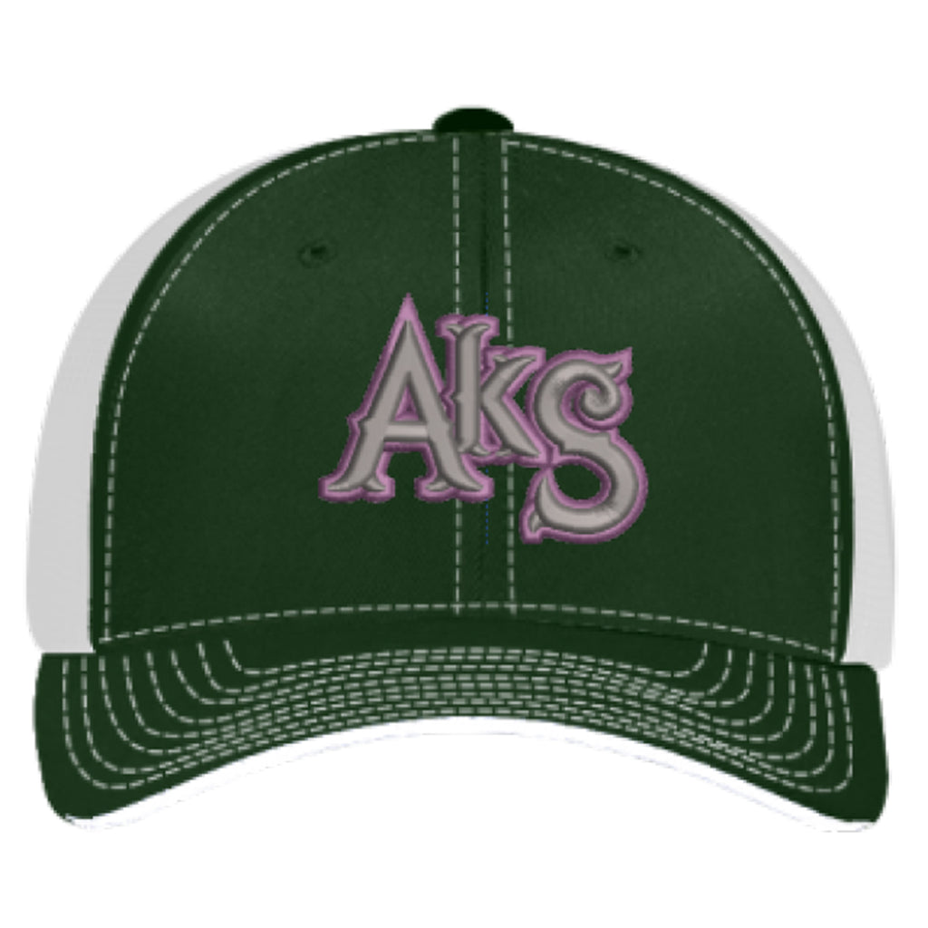AkS Original Trucker Hat in Dark Green & White with Purple