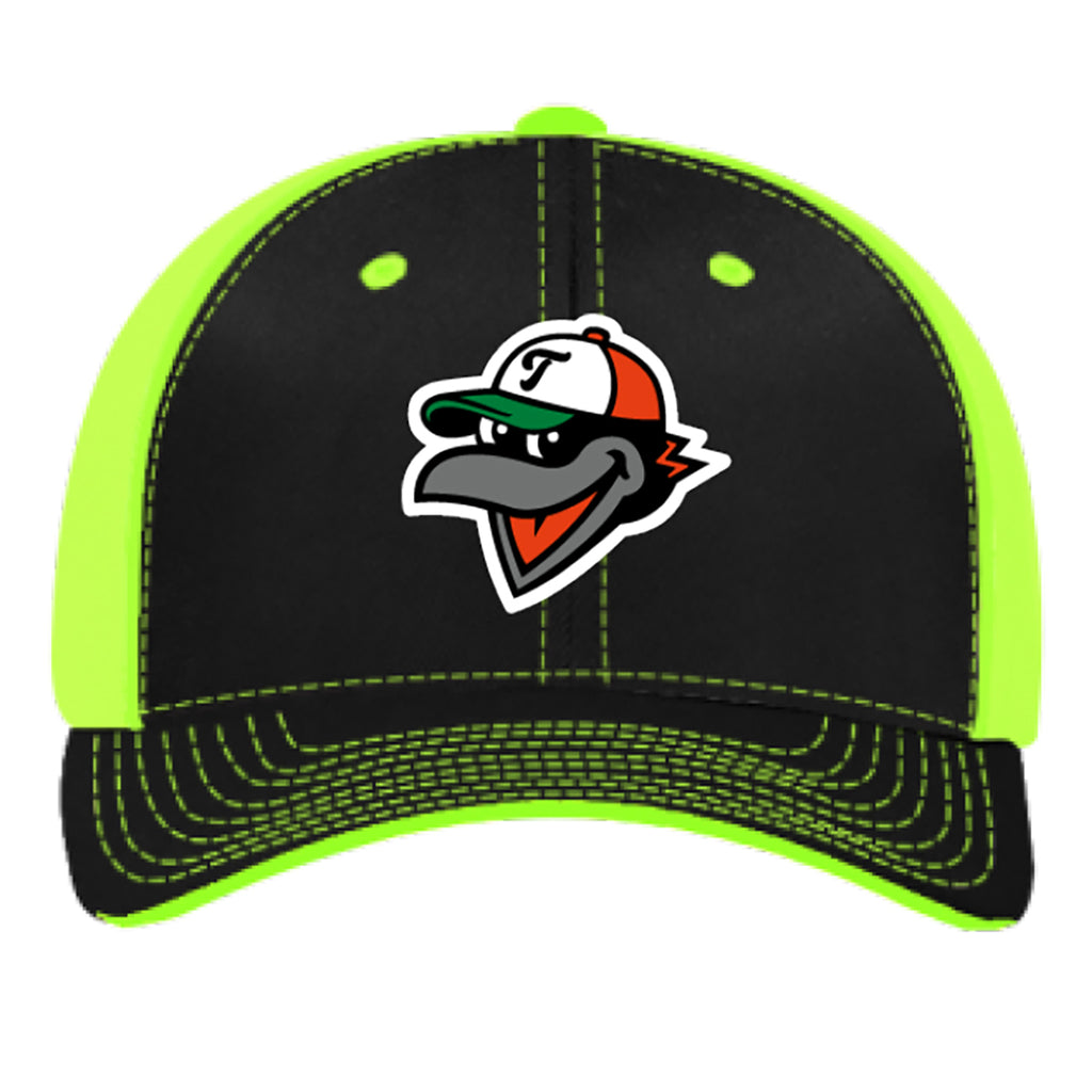 Tricksters Trucker Hat in Black & Neon Green