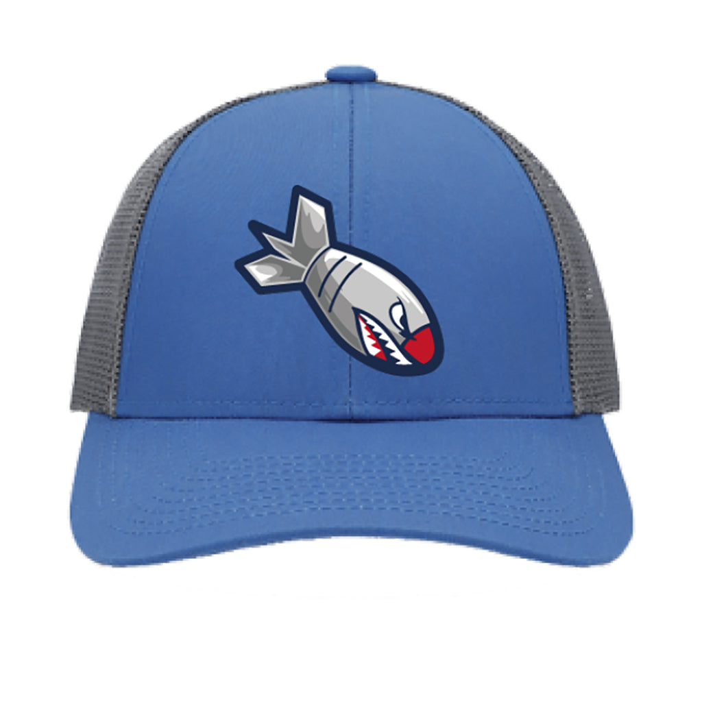 Bombers Snap-Back Trucker Hat in Ocean Blue & light Charcoal