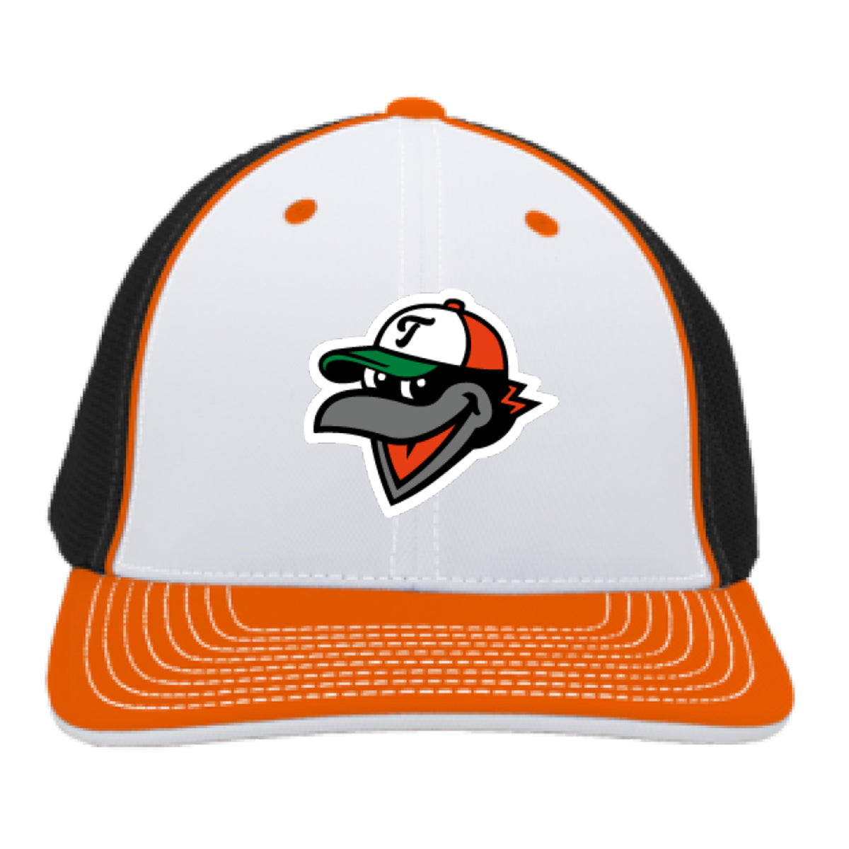 Tricksters Trucker Hat in White, Black & Orange
