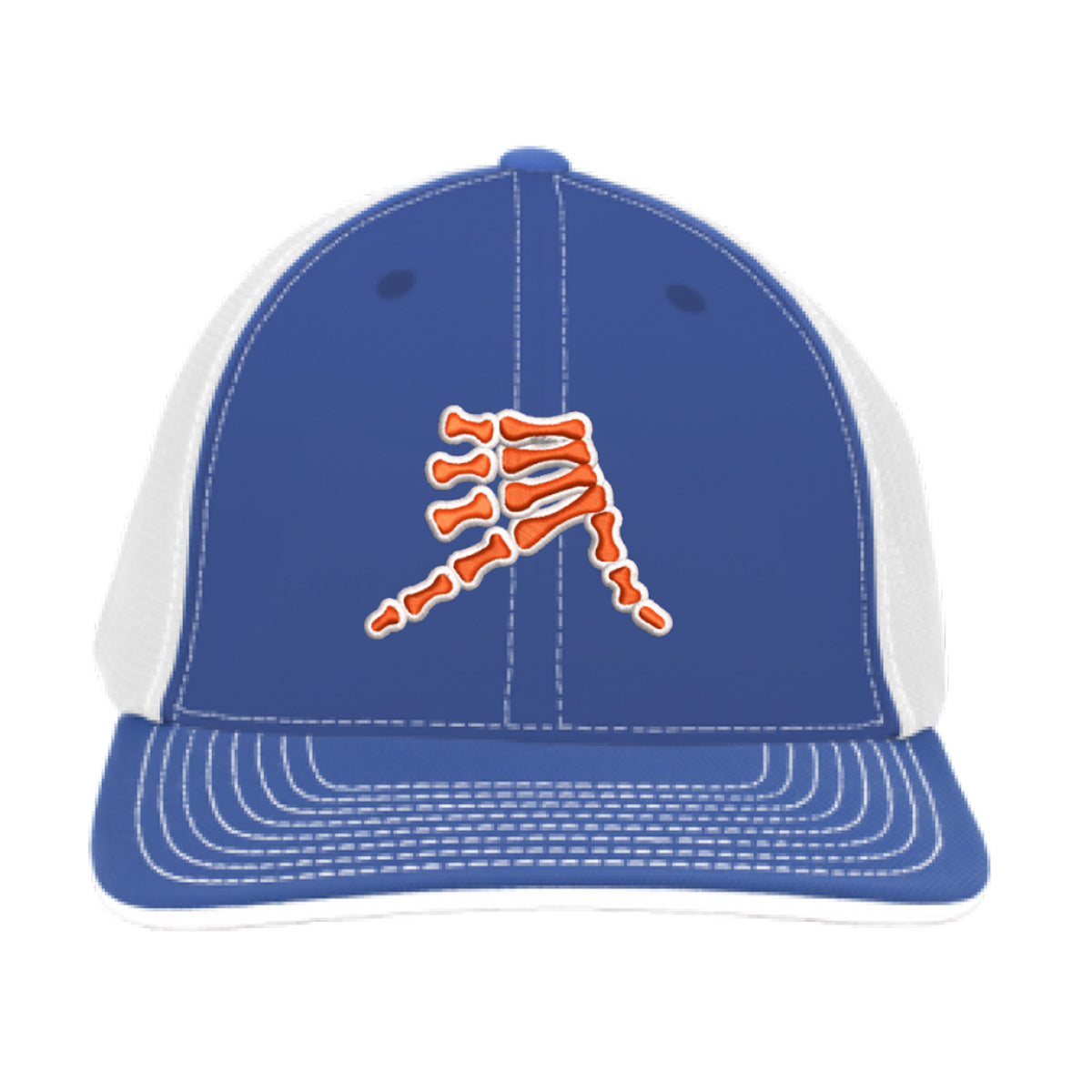 AkS Bones Trucker Hat in Royal with Orange