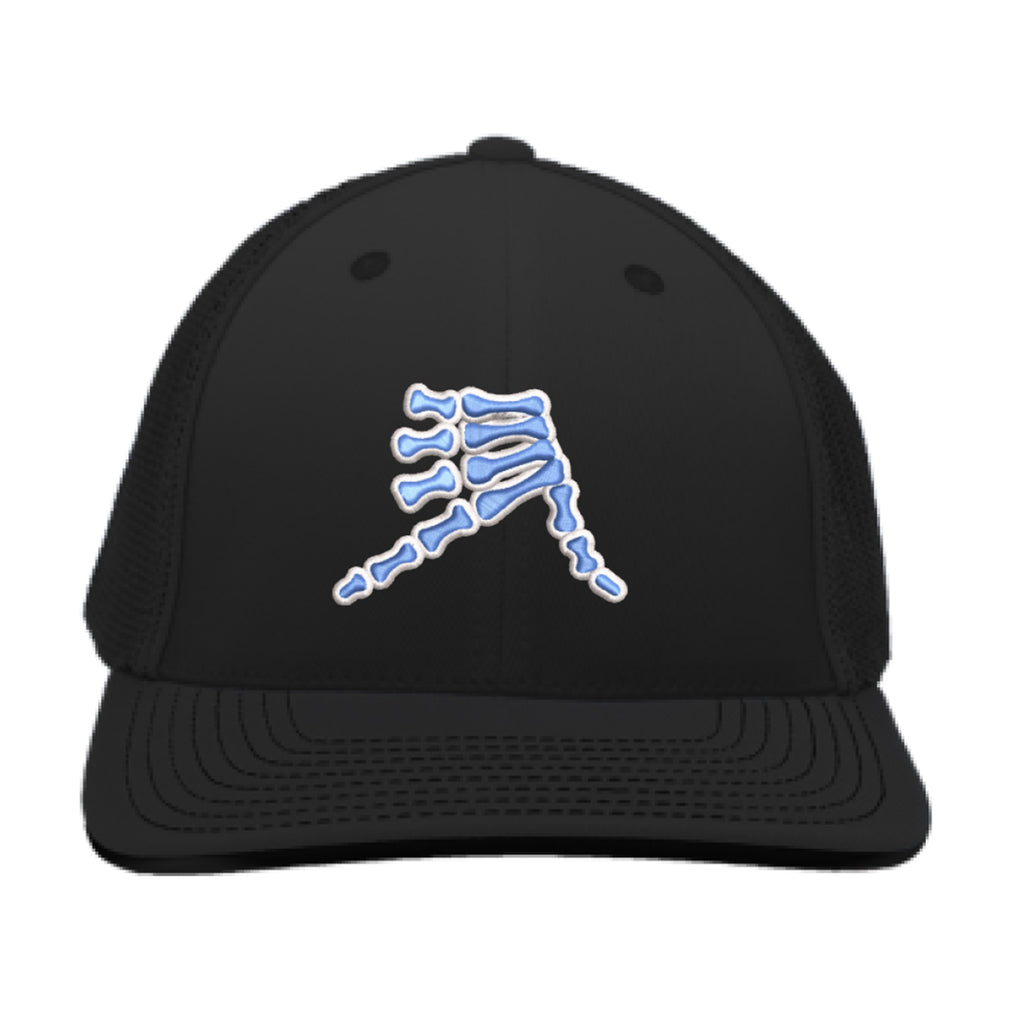 AkS Bones Trucker Hat in Black with Columbia