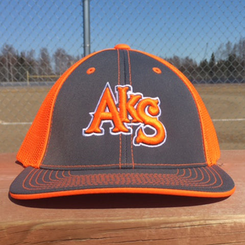 AkS Original Trucker Hat in Graphite & Neon Orange
