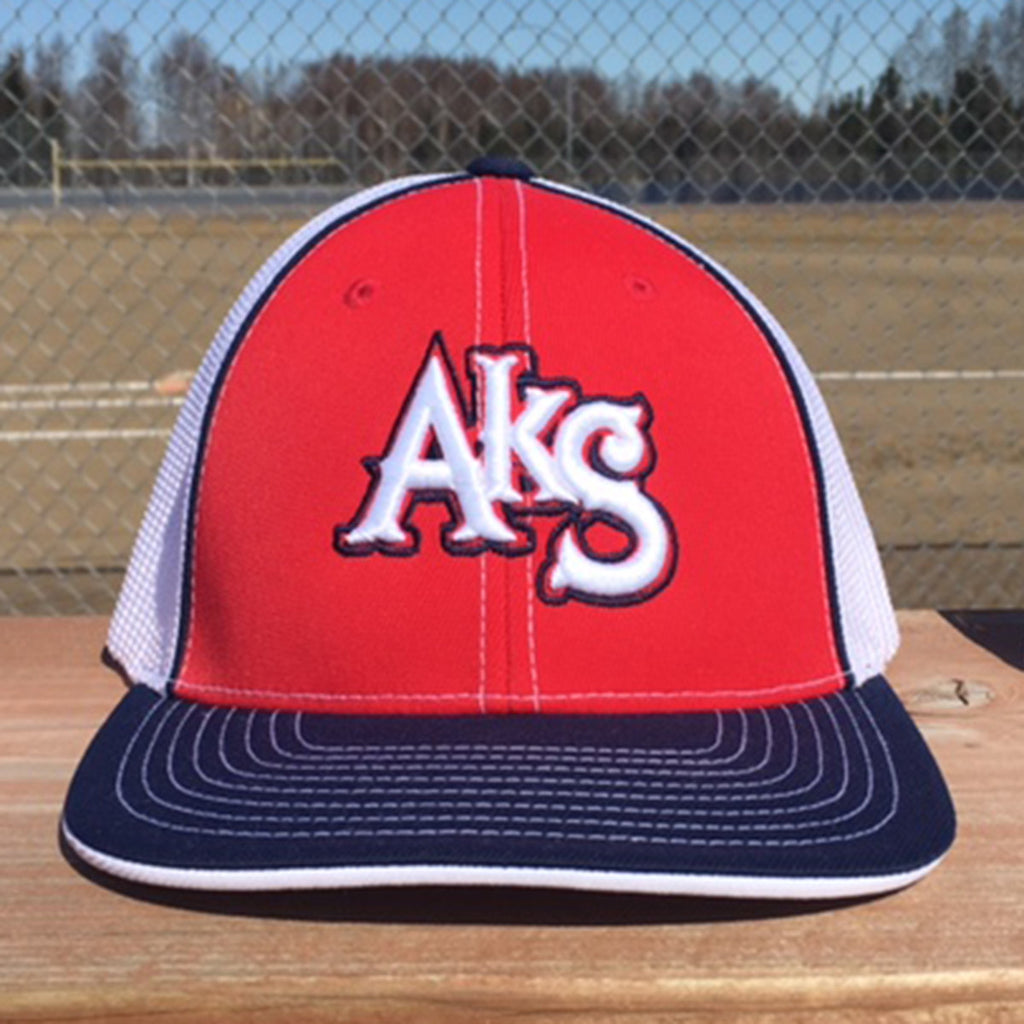 AkS Original Trucker Hat in Red & Navy