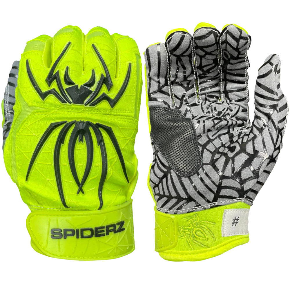 Spiderz Hybrid Batting Gloves – Neon Yellow/Black