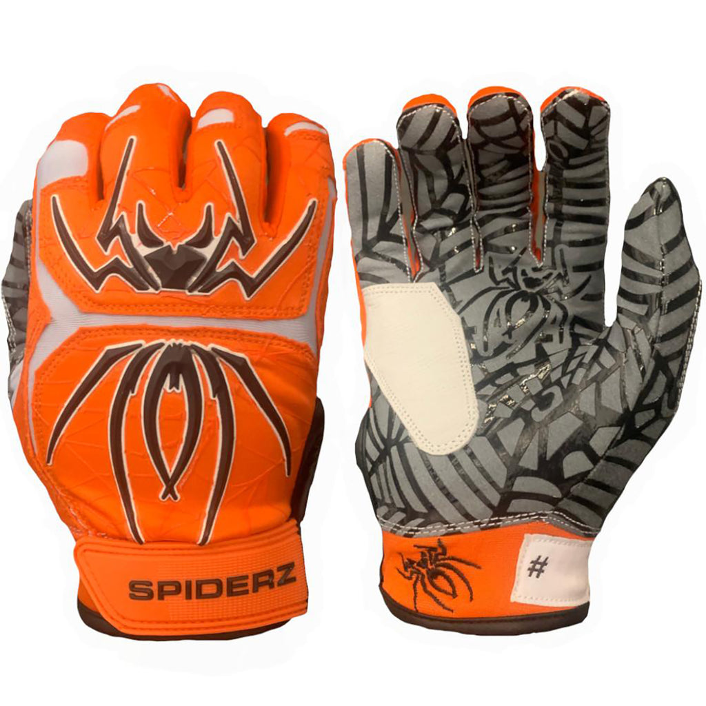 Spiderz Hybrid Batting Gloves – Orange/Black/White