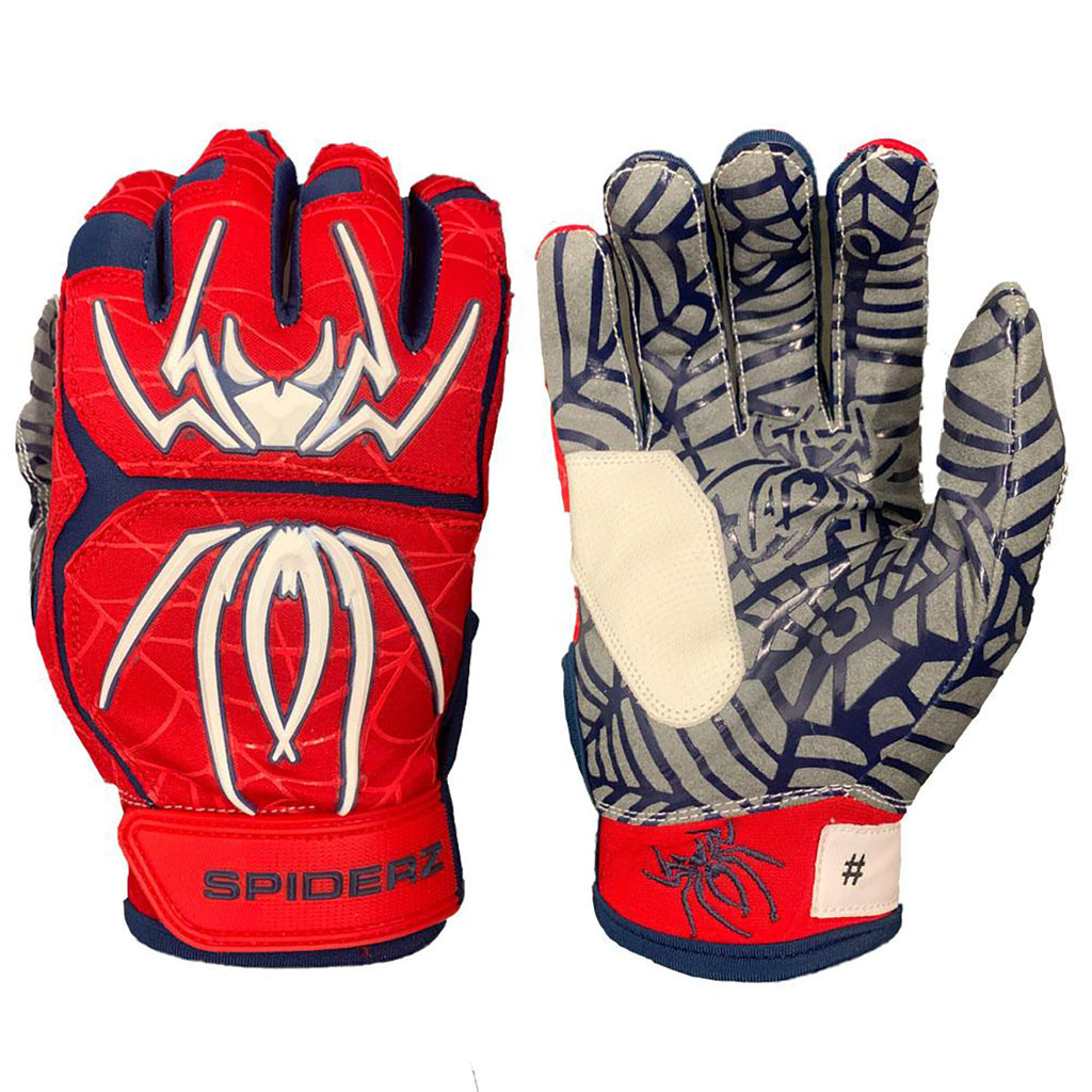 Spiderz Hybrid Batting Gloves – Red/Navy Blue/White