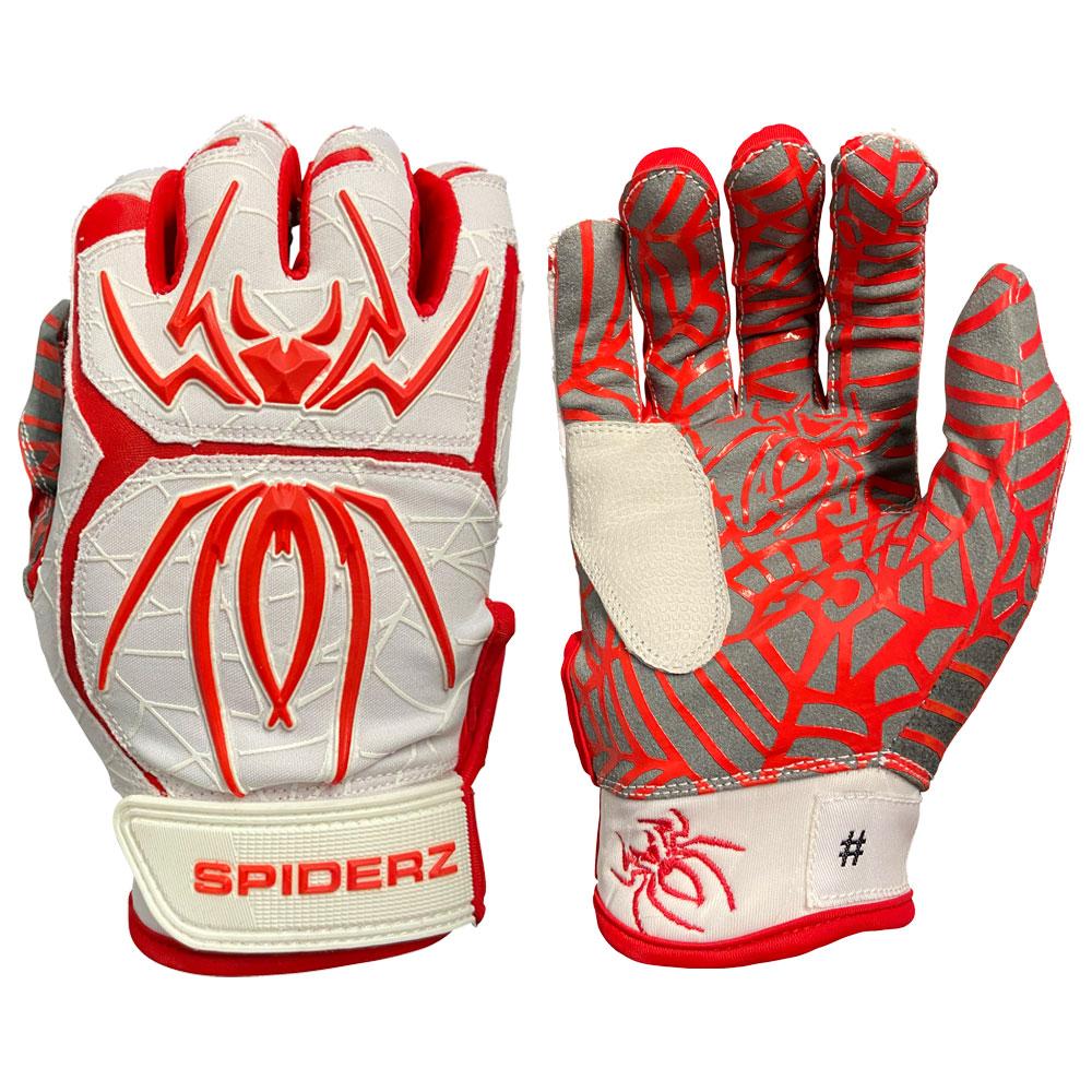 Spiderz Hybrid Batting Gloves – White/Red