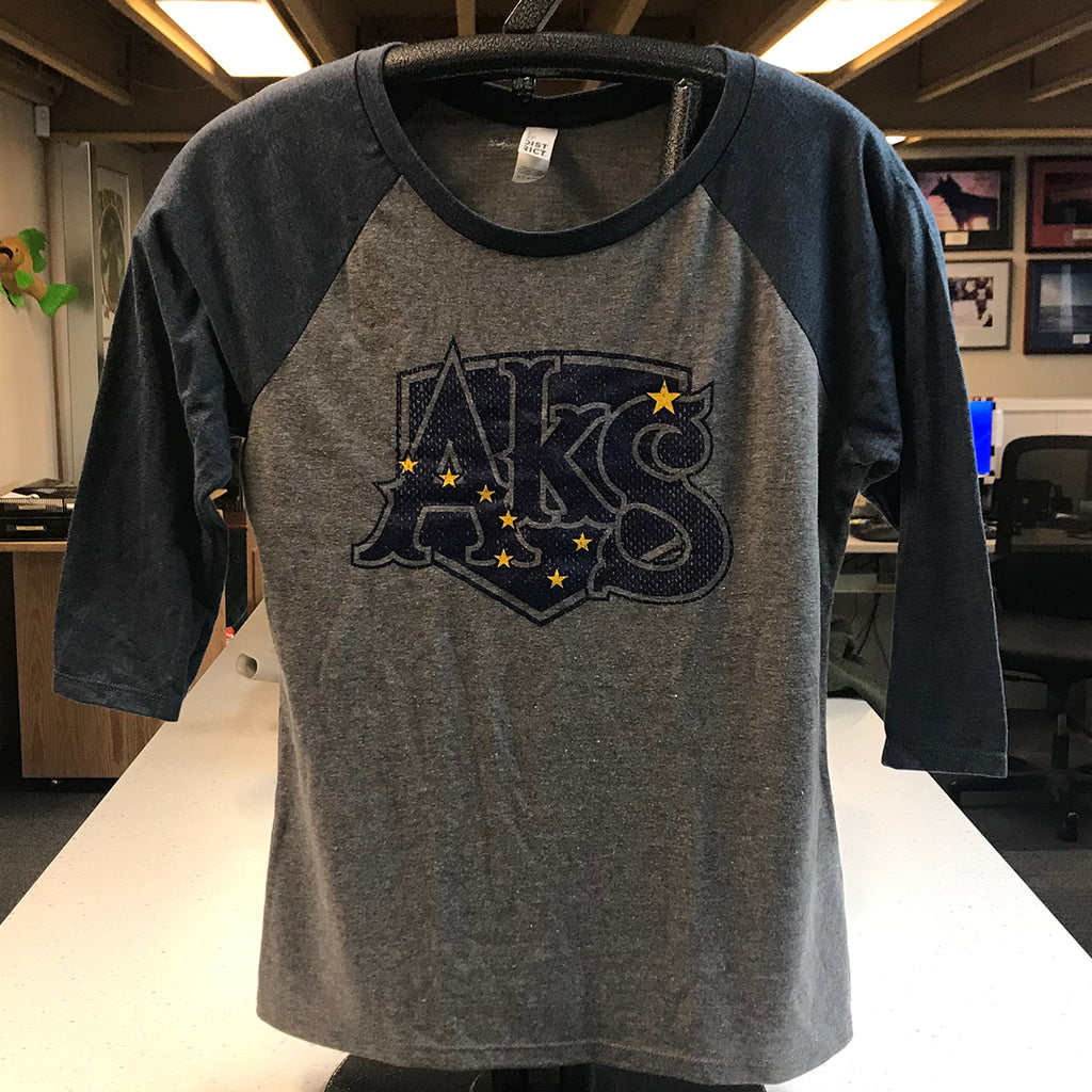 Ursa Major 3/4 Sleeve Ladies T-Shirt in Gray Frost and Navy
