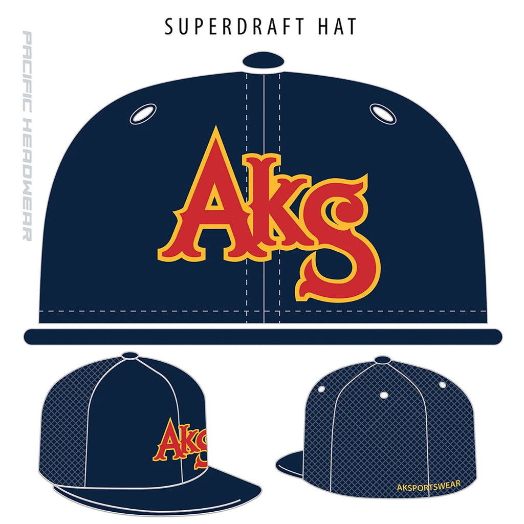 AkS Original Trucker Hat in Navy with Red & Yellow