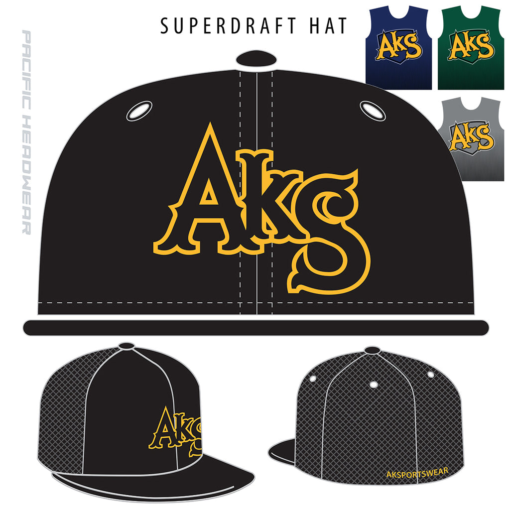 AkS Original Flatbill Trucker Hat in Black with Yellow