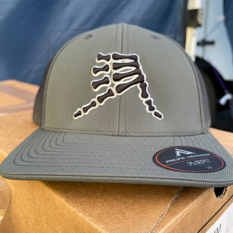 AkS Bones Trucker Hat in Graphite on Black with Gray