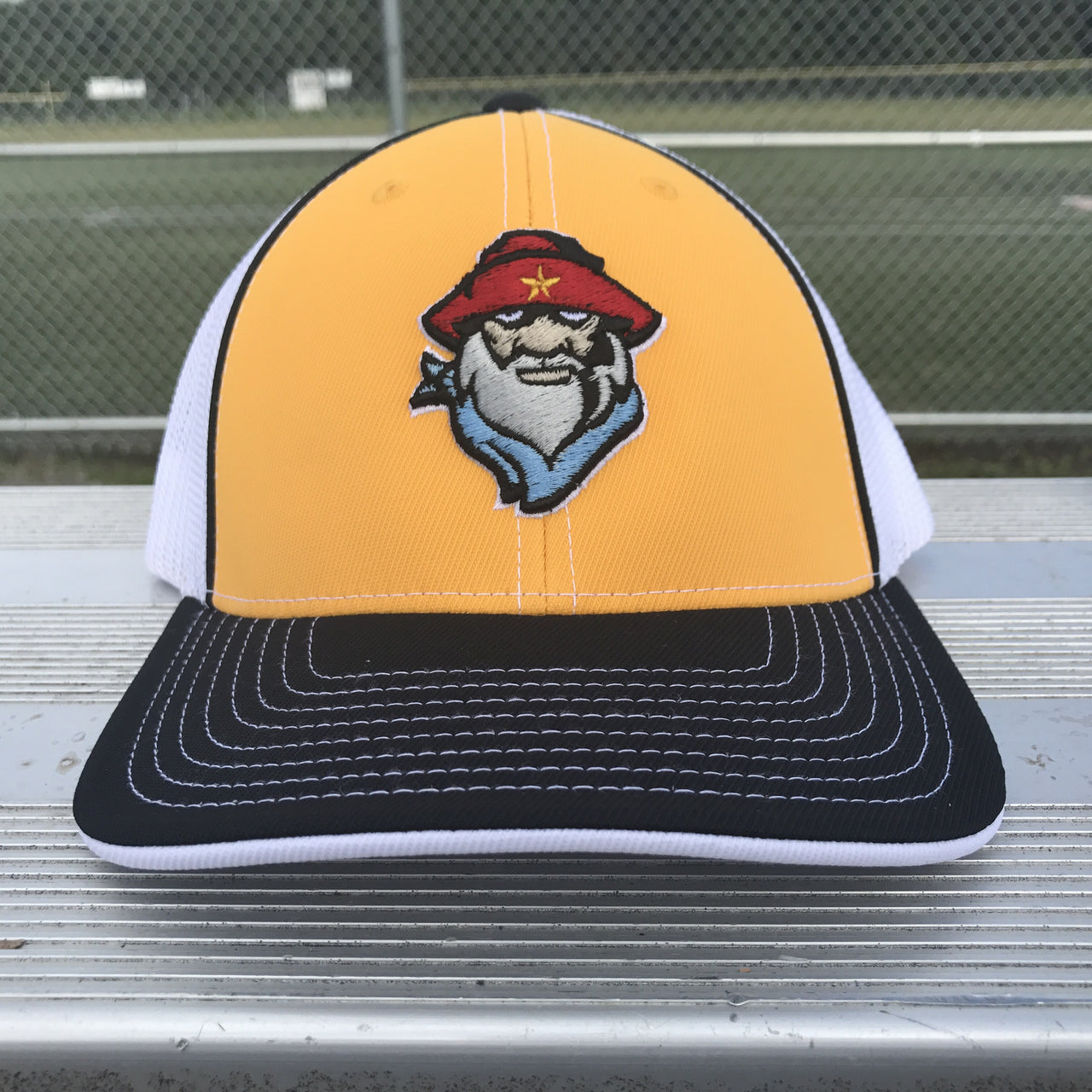 Prospectors Trucker Hat in Yellow & Black & White