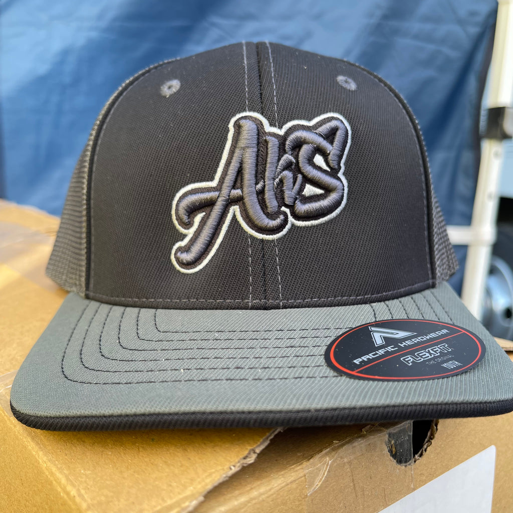 AkS Graffiti Trucker Hat in Black and Graphite