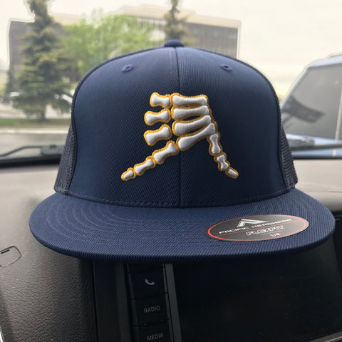 AkS Bones Flatbill Trucker Hat in Navy