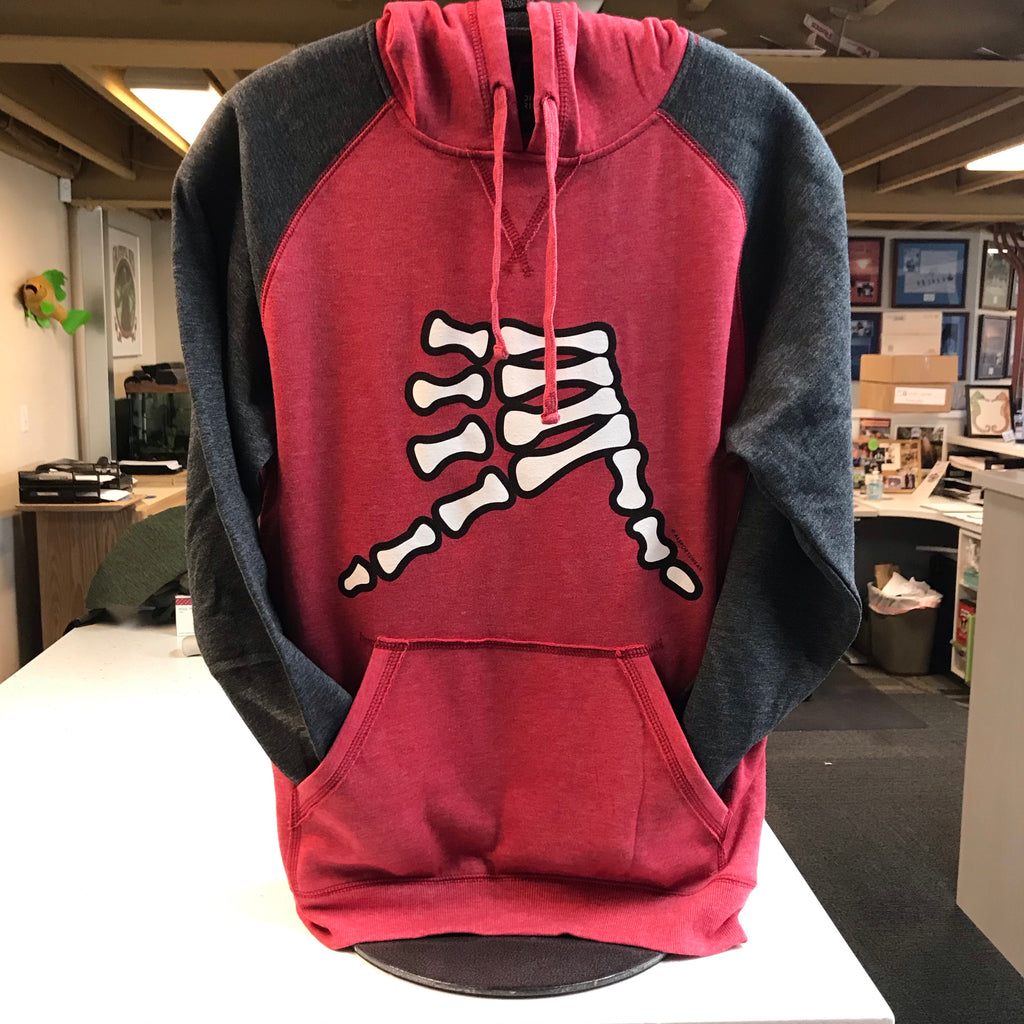 AkS Bones Hoodie in Red/Charcoal