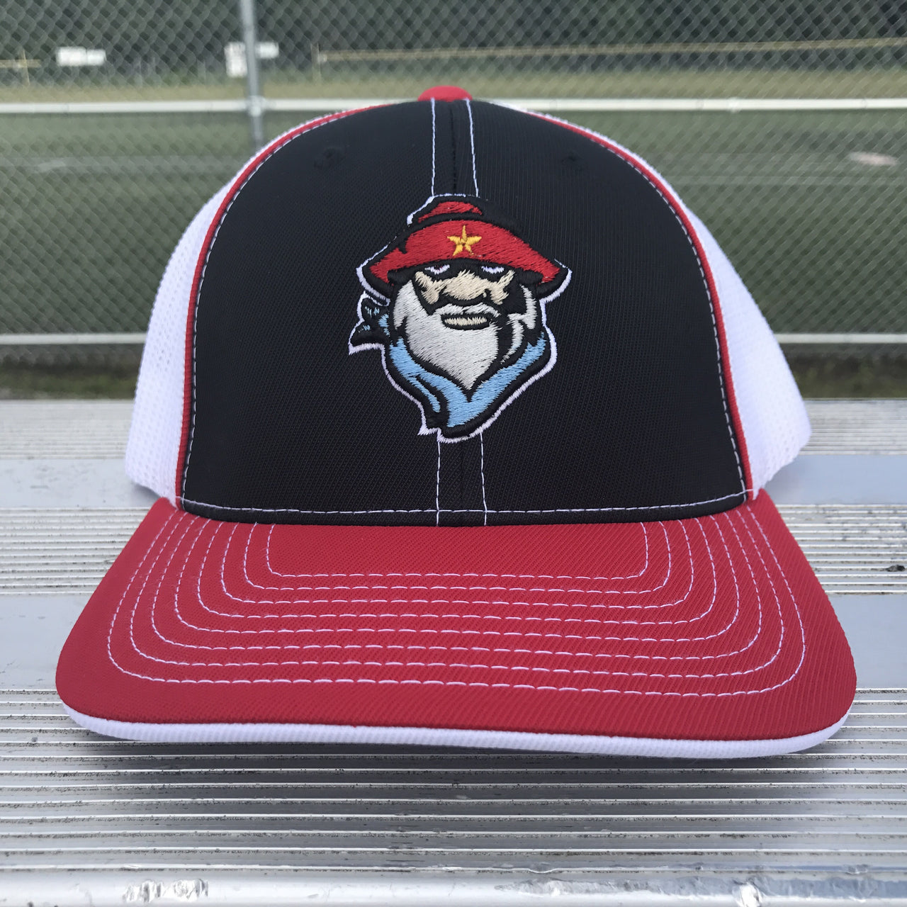 Prospectors Trucker Hat in Black & Red & White