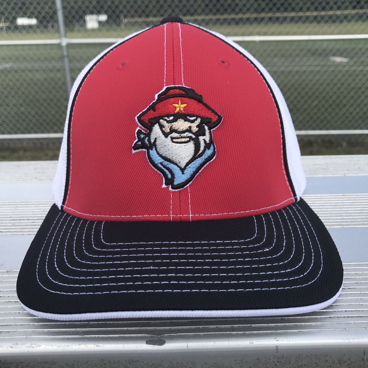 Prospectors Trucker Hat in Red & Black & White