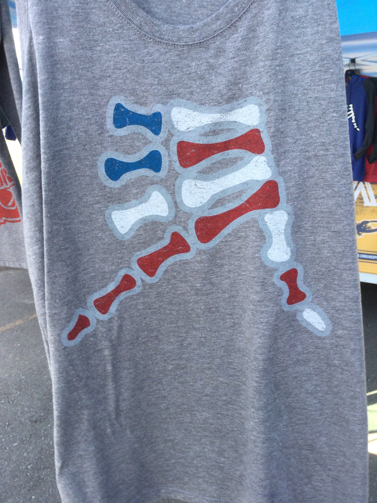 AkS Bones Stripes T-Shirt in Grey Frost