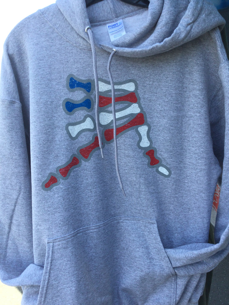 AkS Bones Stripes Hoodie in Athletic Heather