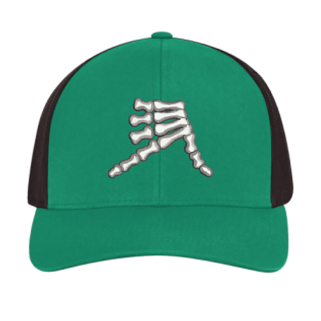 AkS Bones Snap-Back Trucker Hat in Jaguar Teal & Charcoal