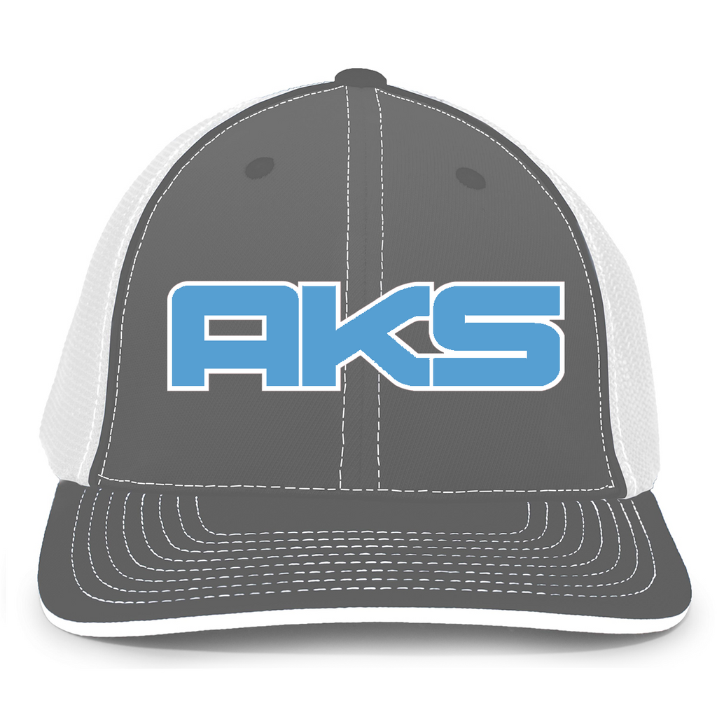 AkS Big Chi Trucker Hat in Graphite & White with Columbia & White
